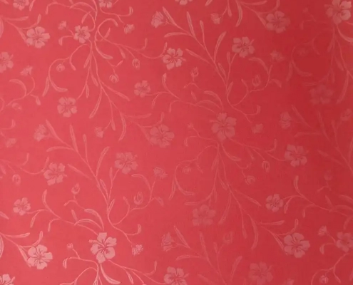 Red Background Flower Melamine Furniture Paper For Kitchen Cabinets Board DW18440-1