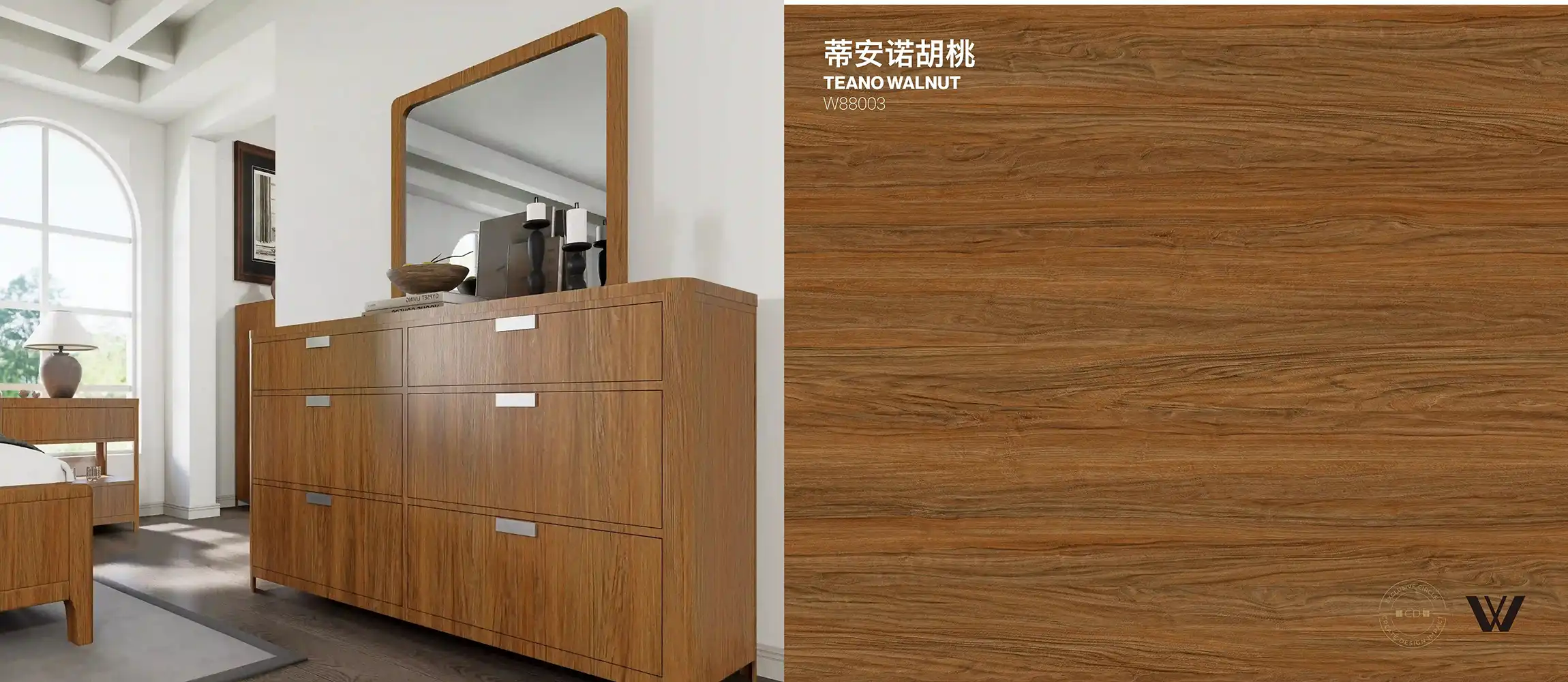 W88003Teano walnut wood grain effect picture