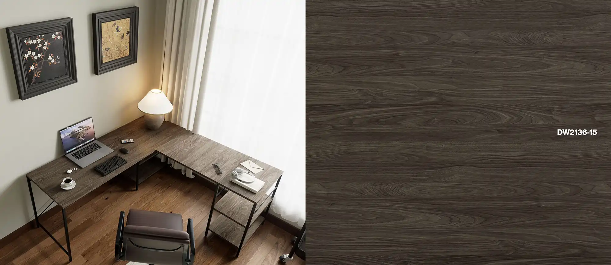 Walnut wood grain effect picture W2136-15